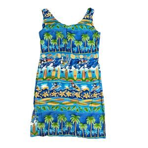 Vintage Disney x Reyn Spooner Dress Women's Small Hawaiian Surfing Mickey Aloha